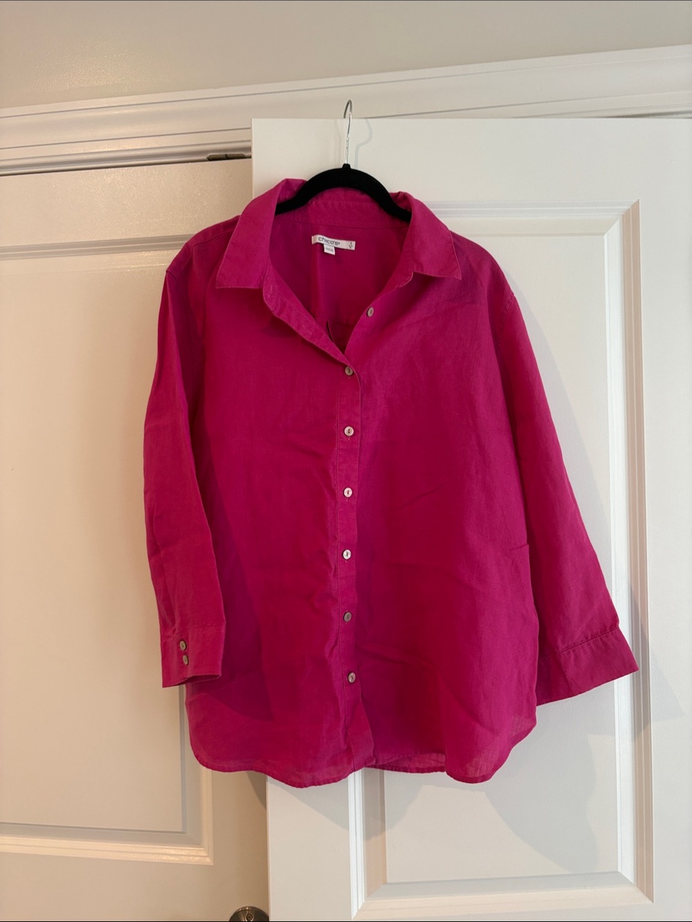 Chicos Brand New Linen Tunic Top - Magenta